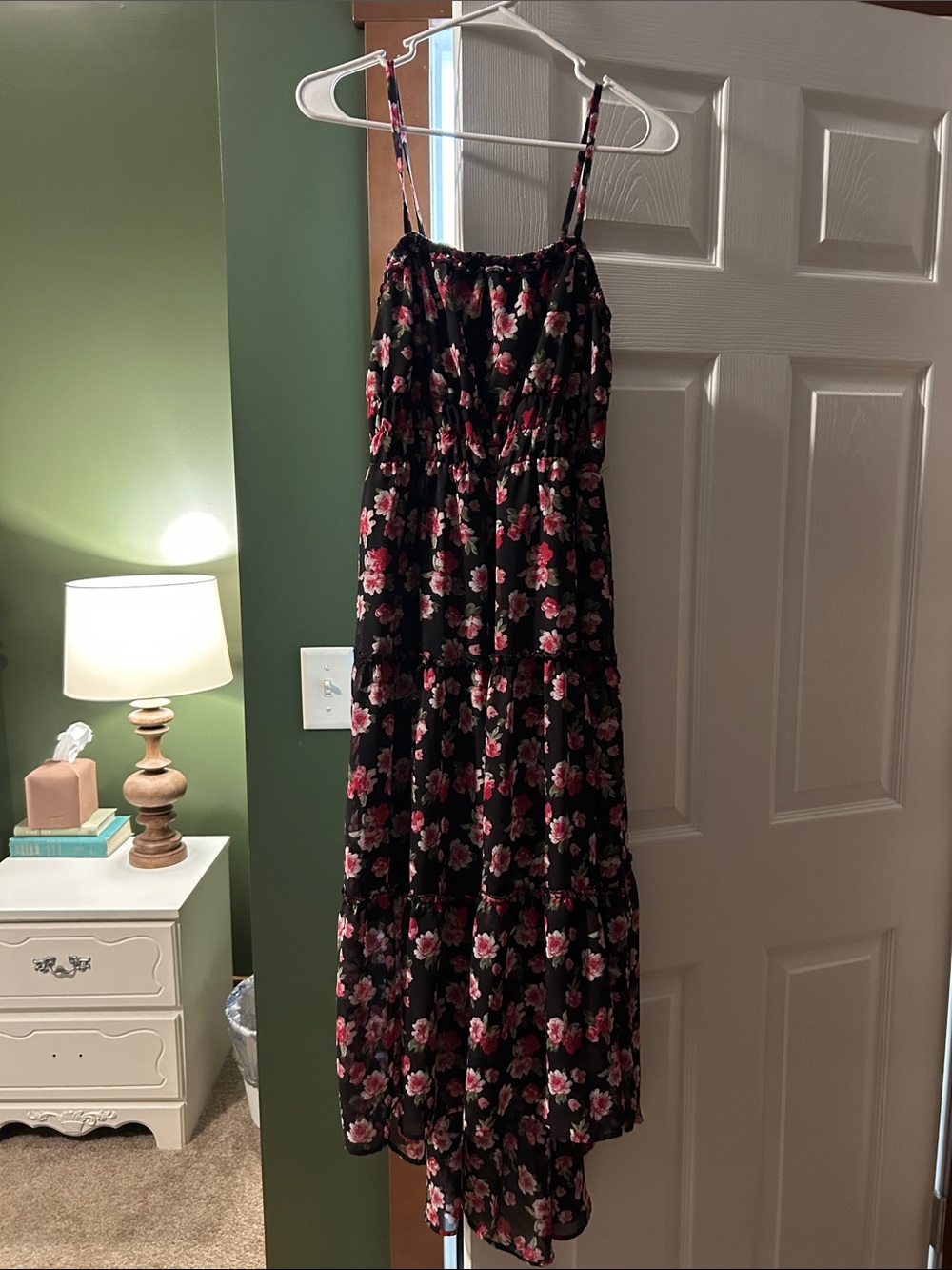 No Boundaries Black Maxi Dress with Pink Floral Print